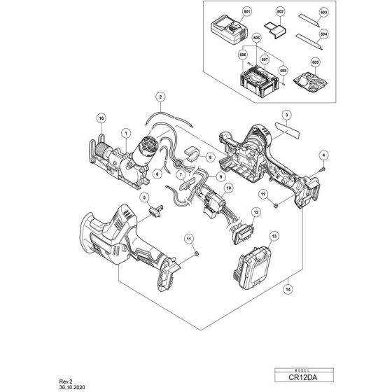 Main Assembly for Hikoki CR12DA Cordless Reciprocating Saw