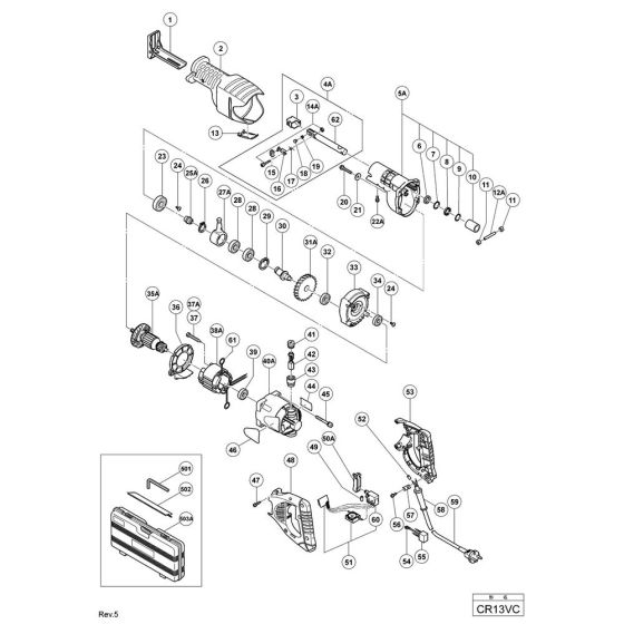 Main Assembly for Hikoki CR13VC Saber Saw