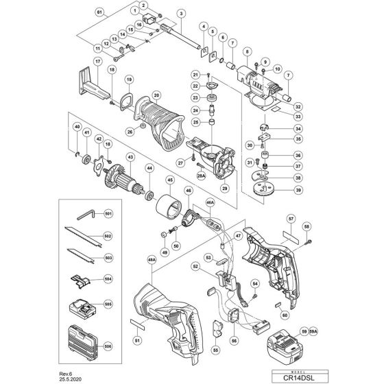 Main Assembly for Hikoki CR14DSL Cordless Saber Saw