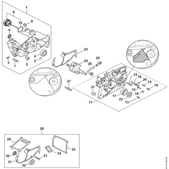 Crankcase Assy for Stihl MS 500i