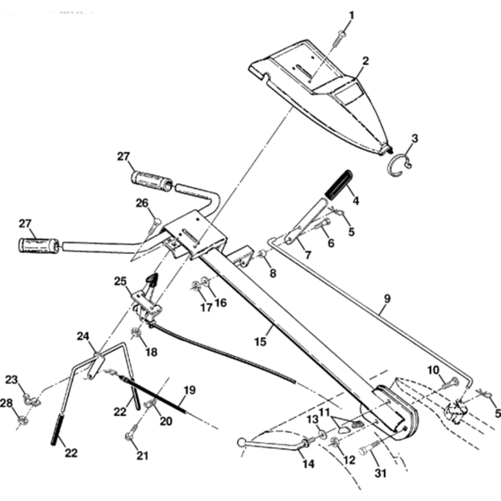 Handle & Controls Assembly for Husqvarna CRT 35 Cultivator/Tiller