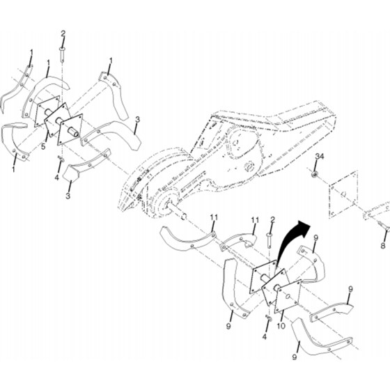 Tine Assembly for Husqvarna CRT 51 Cultivator/Tiller