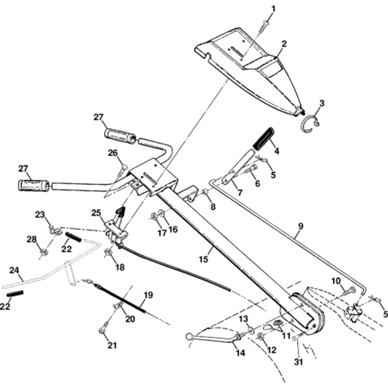 Handle & Controls Assembly for Husqvarna CRT 52 Cultivator/Tiller