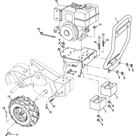 Mainframe, Right Side Assembly for Husqvarna CRT 83 Cultivator/Tiller