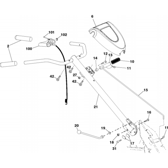 Handle Assembly for Husqvarna CRT 900 LS Cultivator/Tiller