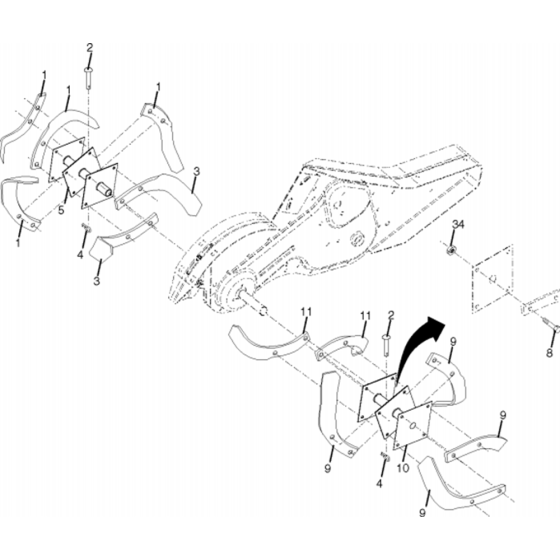 Tine Assembly for Husqvarna CRT 900 LS Cultivator/Tiller