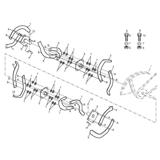 Tine Assembly for Husqvarna CRT 1350