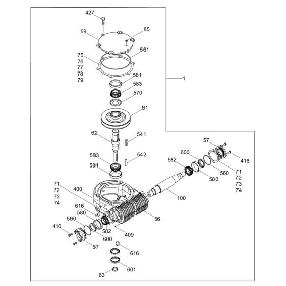 Gearbox Assembly for Wacker Trowel