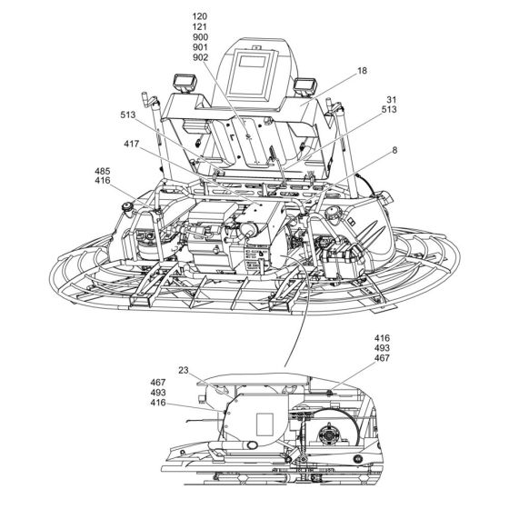 Rear Assembly for Wacker Trowel