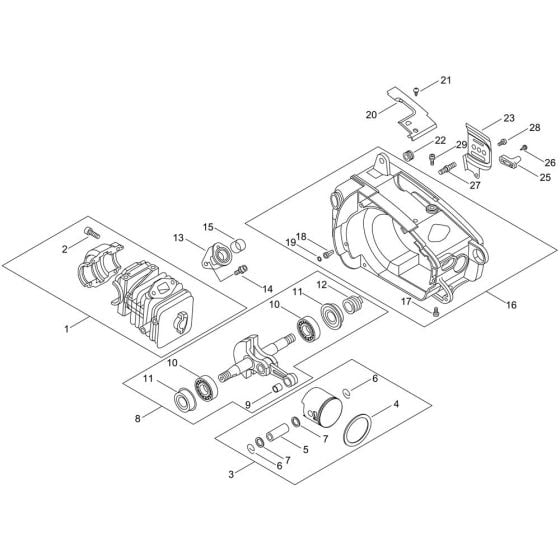 Cylinder, Crankcase, Piston for ECHO CS-2600ES Chainsaw