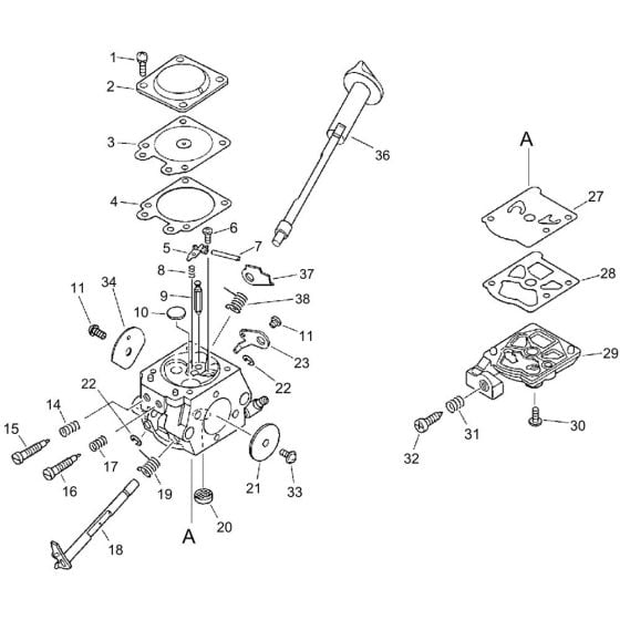 Carburettor (S/N 35010651) for ECHO CS-2600ES Chainsaw