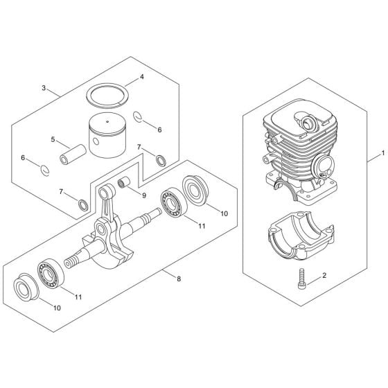 Cylinder, Piston, Crankshaft for ECHO CS-310ES Chainsaw