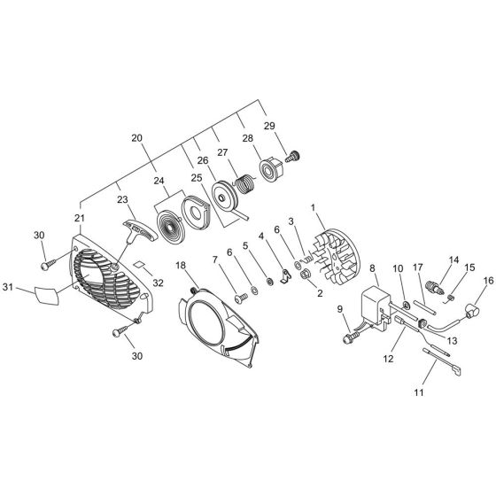 Starter, Magneto for ECHO CS-320TES Chainsaw