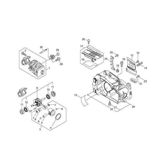 Cylinder, Piston, Crankshaft for ECHO CS-360WES Chainsaw