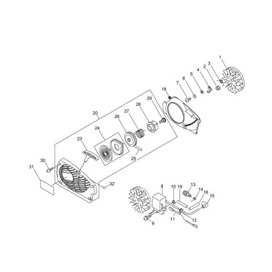 Starter, Magneto for ECHO CS-360WES Chainsaw