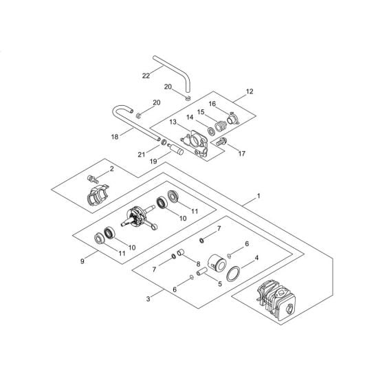 Cylinder, Piston, Crankshaft for ECHO CS-361WES Chainsaw