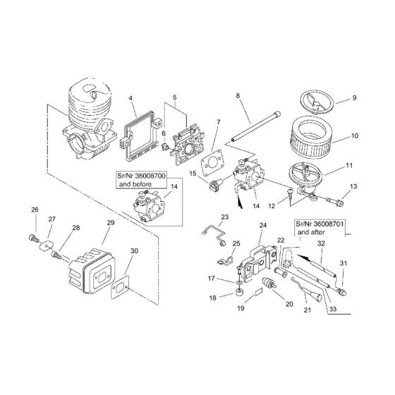 Air Cleaner, Muffler for ECHO CS-3700ES Chainsaw