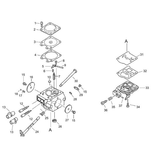 Carburettor (S/N 36000001 and after) for ECHO CS-4400 Chainsaw