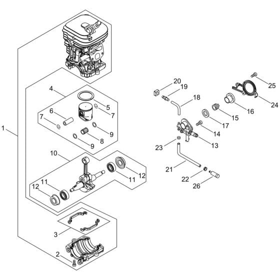 Cylinder, Piston, Crankshaft for ECHO CS-4510ES Chainsaw