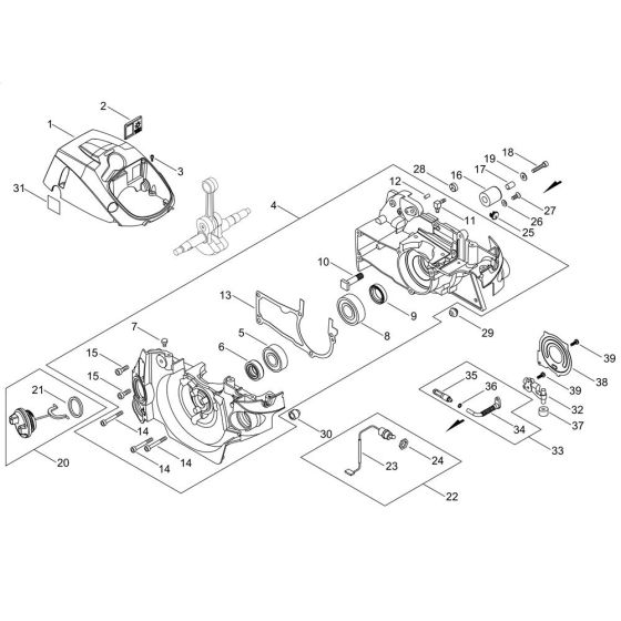 Crankcase for ECHO CS-452ESX Chainsaw