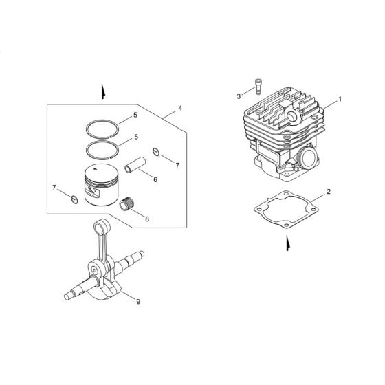 Cylinder, Piston, Crankshaft for ECHO CS-490ES Chainsaw