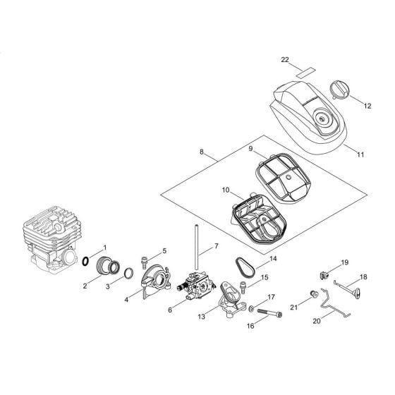 Air Cleaner, Carburettor for ECHO CS-490ES Chainsaw