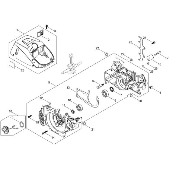 Crankcase for ECHO CS-501SX Chainsaw