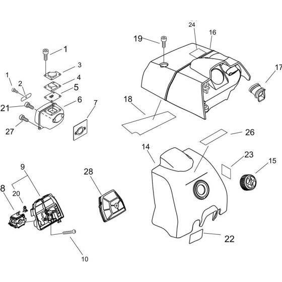 Air Cleaner, Carburettor for ECHO CS-600 Chainsaw