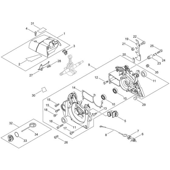 Crankcase for ECHO CS-621SX Chainsaw