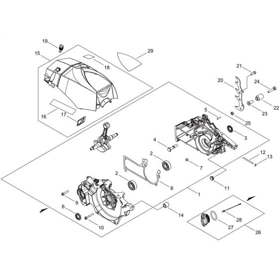 Crankcase for ECHO CS-7310SX Chainsaw