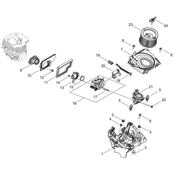 Air Cleaner, Carburettor for ECHO CS-7310SX Chainsaw