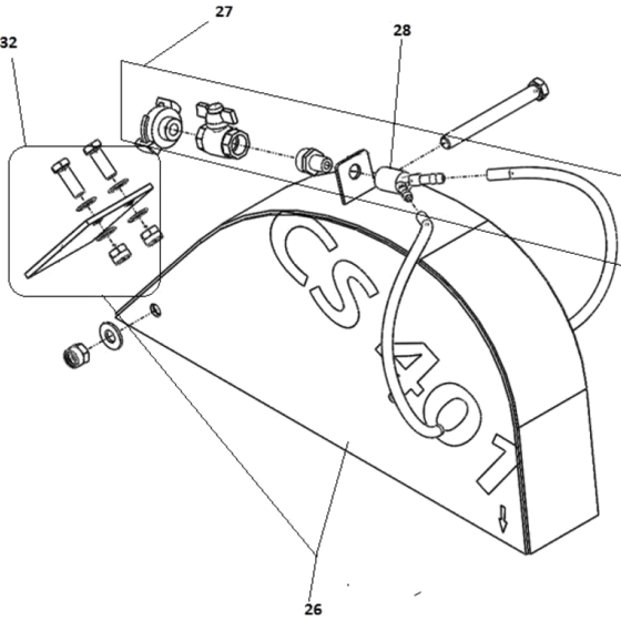 Blade Guard Assembly for Norton Clipper CS401-P13 Floor Saw