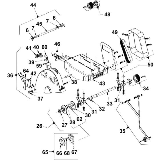 Drive Assembly for Clipper CS451 Floor Saw