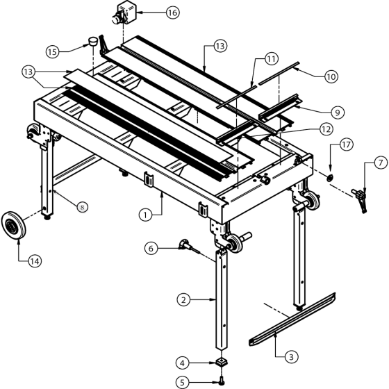 Main Frame Assembly for Norton Clipper CST120-ALU Table Saw