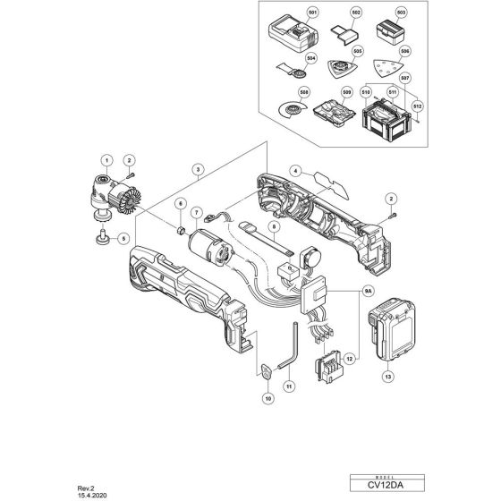 Main Assembly for Hikoki CV12DA Cordless Multi Tool