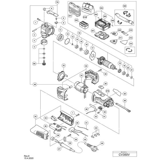 Main Assembly for Hikoki CV350V Multi Tool