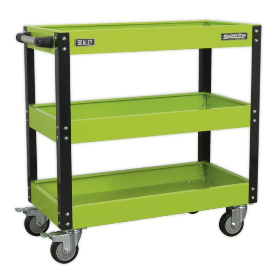 Workshop Trolley 3-Level Heavy-Duty - Hi-Vis Green Sealey Part No. CX110HV