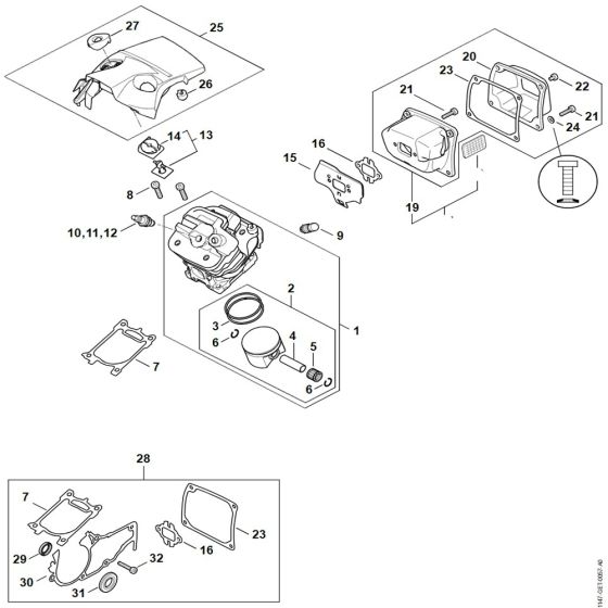 Cylinder & Muffler Assy for Stihl