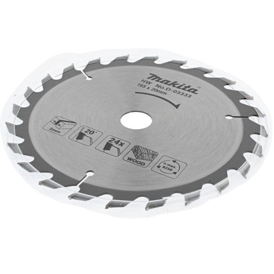Makita TCT Saw Blade 165mm x 20mm, 24 T - OEM No. D-03333