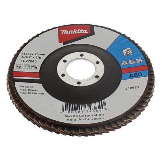 Flap Disc 115mm A60 Bevel, Makita OEM No. D-27040