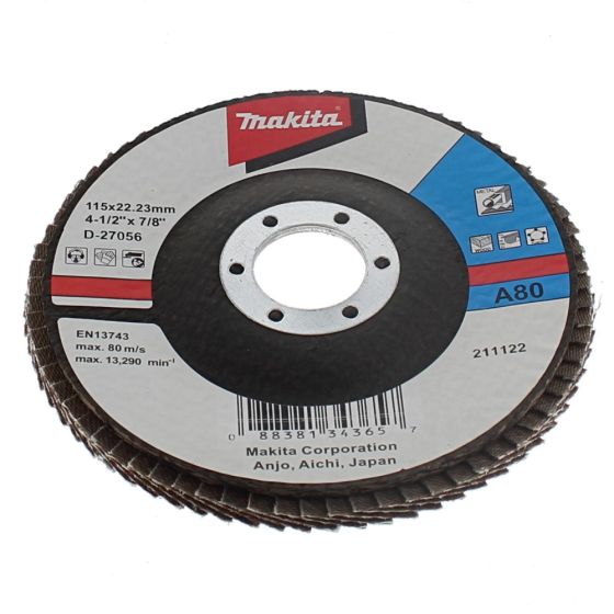 Flap Disc 115mm A80 Bevel, Makita OEM No. D-27056