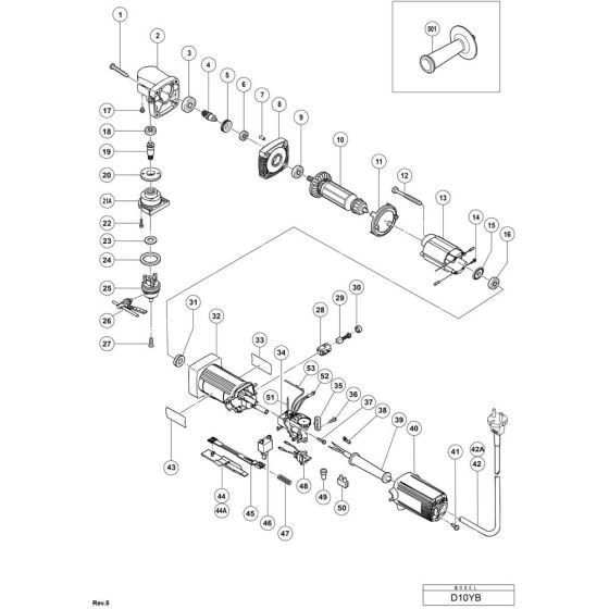 Main Assembly for Hikoki D10YB Angle Drill