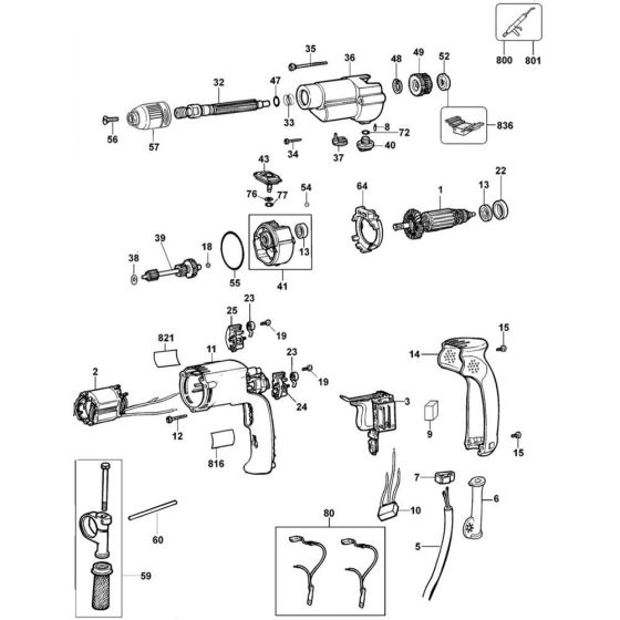 Main Assembly for DeWalt Drill