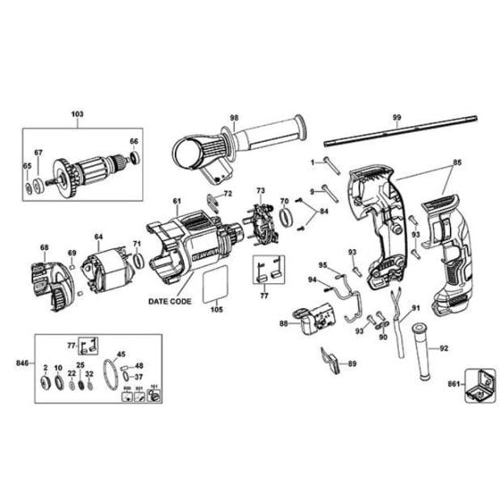 Handle Assembly for DeWalt D25033 Rotary Hammer