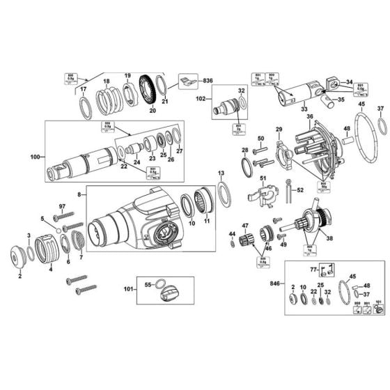 Main Assembly for DeWalt D25133 Rotary Hammer