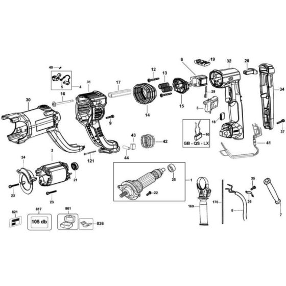 Main Assembly for DeWalt D25223K