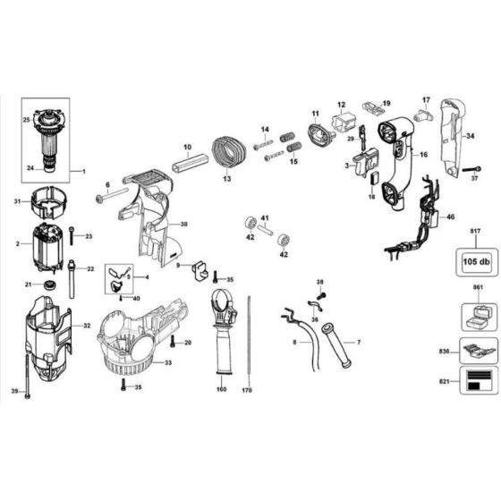 DeWalt D25323K Main Assembly