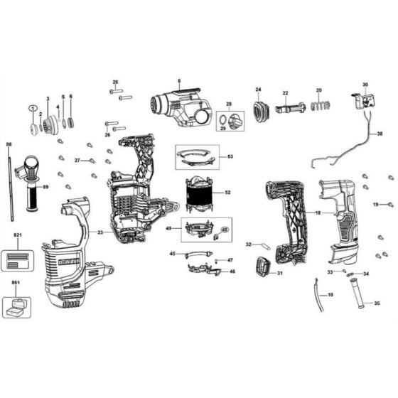 Main Assembly for DeWalt D25333K Hammer Drill