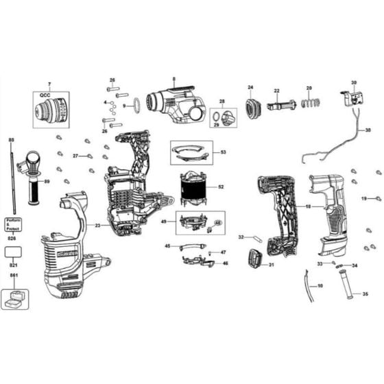 Main Assembly for DeWalt D25334K Hammer Drill