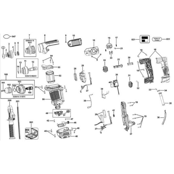 Main Assembly for DeWalt D25415K Rotary Hammer